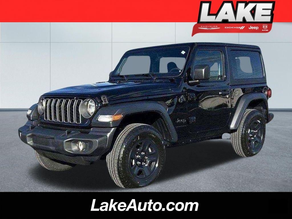 2026 Jeep Wrangler Sport in Black Clear-Coat Exterior Paint — front three-quarter view
