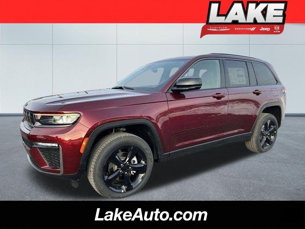 2026 Jeep Grand Cherokee Limited in Velvet Red Pearl-Coat Exterior Paint — front three-quarter view