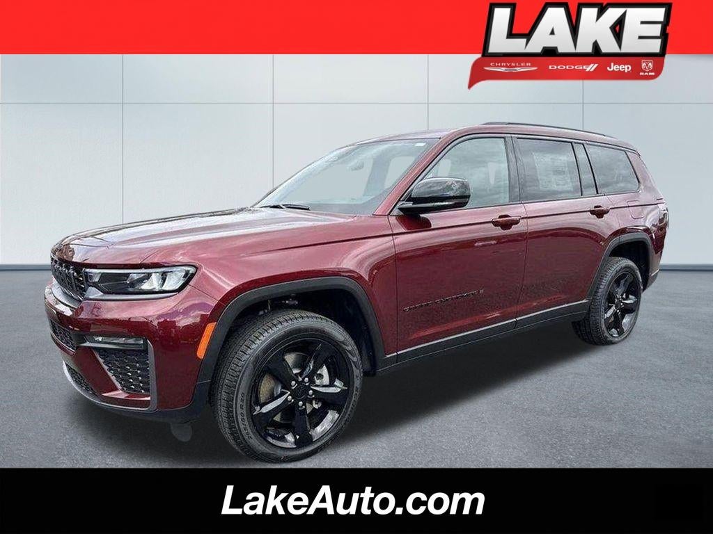 2026 Jeep Grand Cherokee L Limited in Velvet Red Pearl-Coat Exterior Paint — front three-quarter view