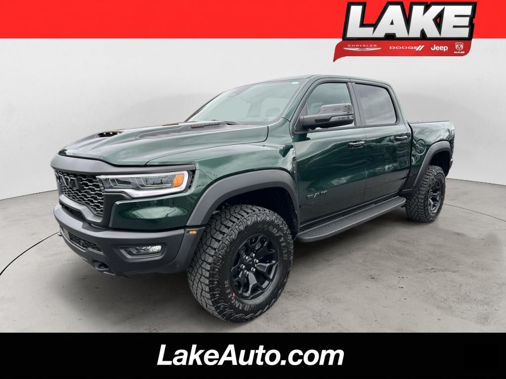 2026 RAM 1500 RHO in Serrano-Green Metallic Exterior Paint — front three-quarter view