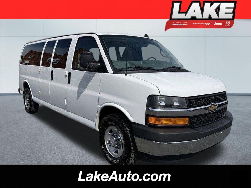 2018 Chevrolet Express LT in Summit White — front three-quarter view