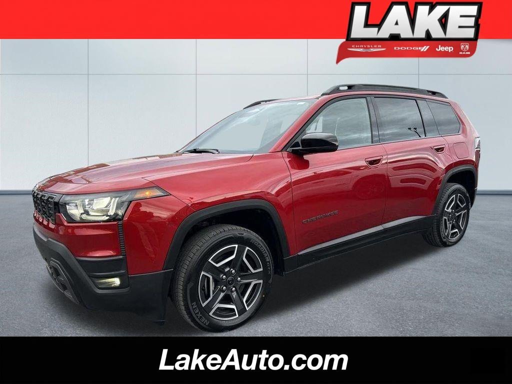 2026 Jeep Cherokee Limited in Red Hot Pearl-Coat Exterior Paint — front three-quarter view